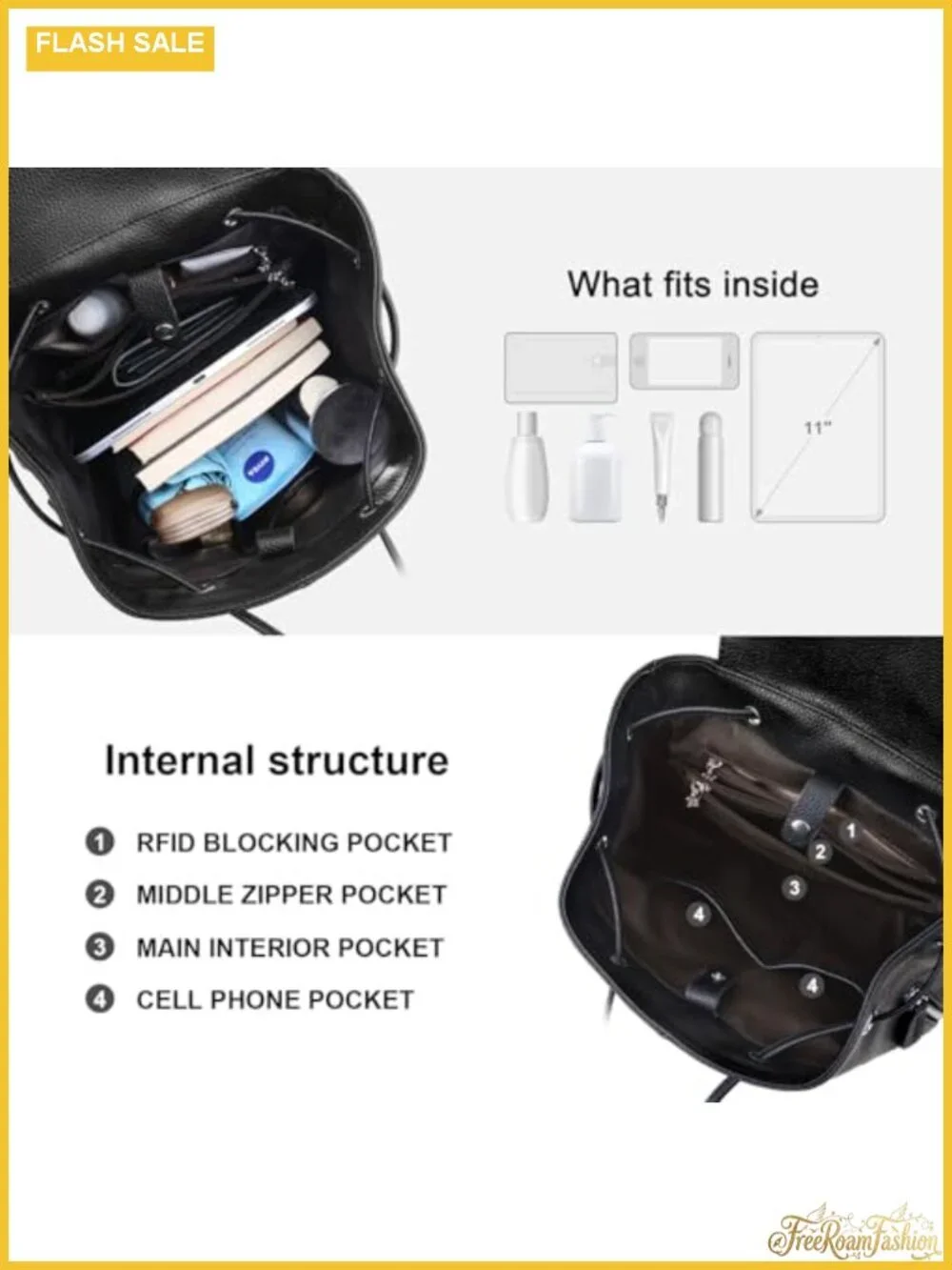 Genuine Leather Backpack Purse for Women Adjustable Straps Travel Work